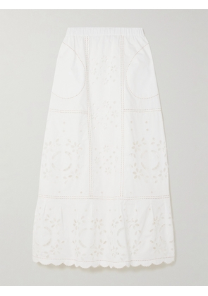 Vita Kin - Olympia Tiered Scalloped Broderie Anglaise Cotton-poplin Maxi Skirt - White - P,S,M
