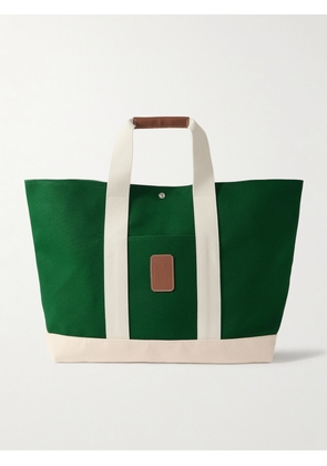 RUE de VERNEUIL - St Paul Tool Extra Large Leather- And Webbing-trimmed Canvas Tote - Green - One size