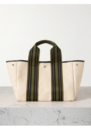 RUE de VERNEUIL - Equestrian Traversée Medium Leather- And Webbing-trimmed Canvas Tote - Neutrals - One size