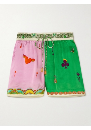 ALÉMAIS - Rummy Embellished Printed Silk-satin Shorts - Multi - UK 4,UK 6,UK 8,UK 10,UK 12,UK 14,UK 16