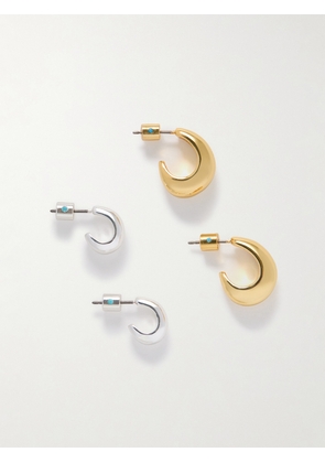 Roxanne Assoulin - Level Up Set Of Two Gold And Silver-tone Hoop Earrings - One size