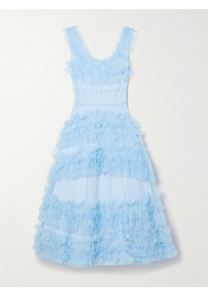 Molly Goddard - Mertyl Tiered Ruffled Tulle Midi Dress - Blue - UK 6,UK 8,UK 10,UK 12,UK 14