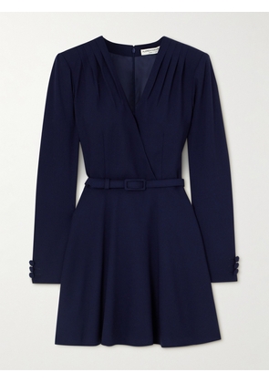 Alessandra Rich - Belted Wool-blend Crepe Mini Dress - Blue - IT36,IT38,IT40,IT42,IT44,IT46