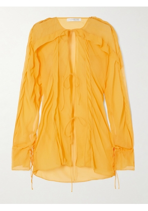 Christopher Esber - Floating Ruffled Silk-georgette Shirt - Yellow - UK 4,UK 6,UK 8,UK 10,UK 12,UK 14