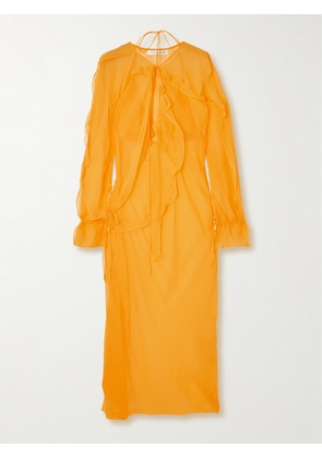 Christopher Esber - Ruffled Silk-georgette Maxi Dress - Yellow - UK 6,UK 8,UK 10,UK 12,UK 14