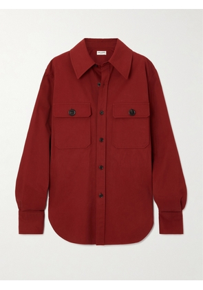 SAINT LAURENT - Cotton-twill Shirt - Burgundy - FR34,FR36,FR38
