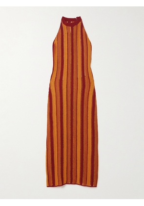 ESCVDO - Striped Crocheted Cotton Midi Dress - Orange - x small,small,medium,large