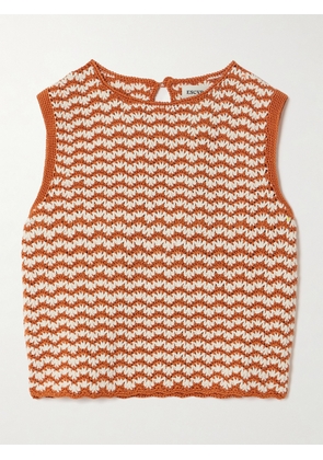 ESCVDO - Cropped Striped Crocheted Cotton Tank - Red - x small,small,medium,large