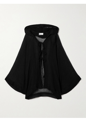 Lisa Marie Fernandez - Hooded Crinkled Linen-blend Gauze Cape - Black - 0,1,2,3,4