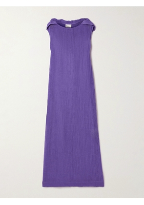 Lisa Marie Fernandez - Hooded Crinkled Linen-blend Gauze Maxi Dress - Purple - 0,1,2,3,4