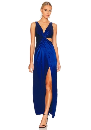 NICHOLAS Silvina Wrap Cut Out Gown in Royal. Size 4.