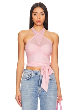MAJORELLE Charlize Halter Top in Pink. Size M, XS, XXS.