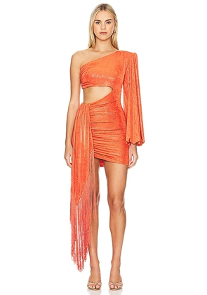 Nadine Merabi One Shoulder Cut Out Mini Dress in Orange. Size 4/S, 6/SM.