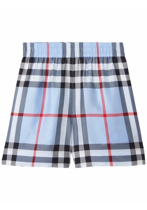 Burberry check-pattern silk shorts - Blue