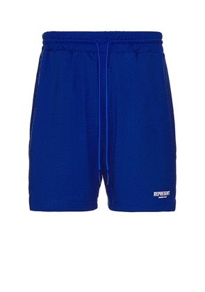REPRESENT Owners Club Mesh Short in Blue. Size M, S, XL/1X.
