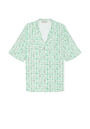 SIEDRES Colton Resort Collar Short Sleeve Shirt in Green. Size S.