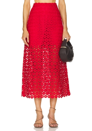 Waimari Brooke Maxi Skirt in Red. Size L, M, XS.