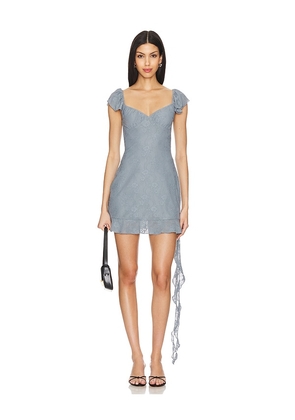 WeWoreWhat Aysmmnetrical Lace Mini Dress in Blue. Size L, S, XL, XS.