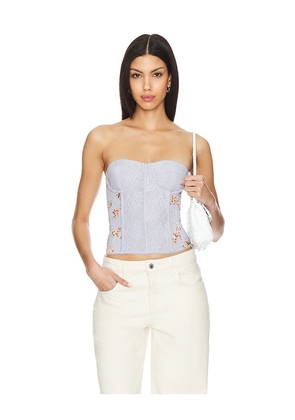WeWoreWhat Lace Corset Top in Blue. Size 00, 10, 12, 2, 4, 6, 8.