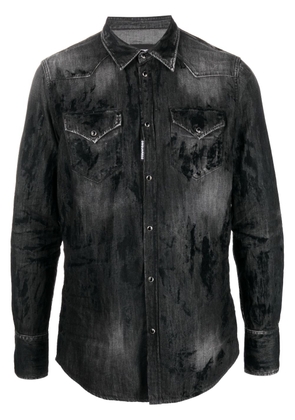 Dsquared2 distressed-finish denim shirt - Black