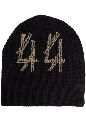 44 LABEL GROUP logo-print ribbed-knit beanie - Black