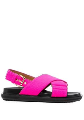 Marni crossover-strap leather sandals - Pink