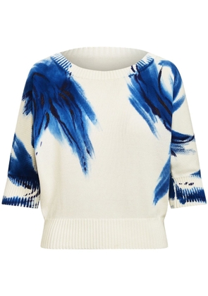 Ralph Lauren Collection painterly-print knitted top - White