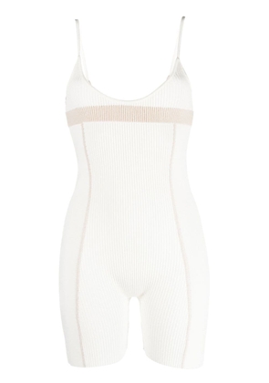 Jacquemus Le body ribbed-knit playsuit - White