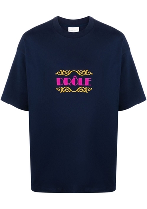 Drôle De Monsieur logo-flocked cotton T-shirt - Blue
