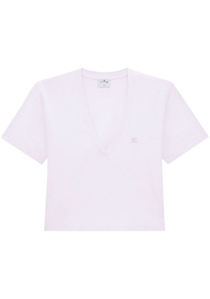 Courrèges logo-appliqué cropped T-shirt - Pink