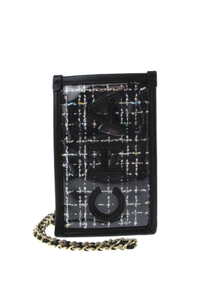 CHANEL Pre-Owned 2019 Tweed Logo Phone Case crossbody bag - Black