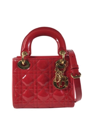 Christian Dior Pre-Owned 2016 Mini Patent Cannage Lady Dior satchel - Red