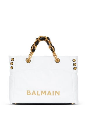 Balmain 1945 Soft leather tote bag - White