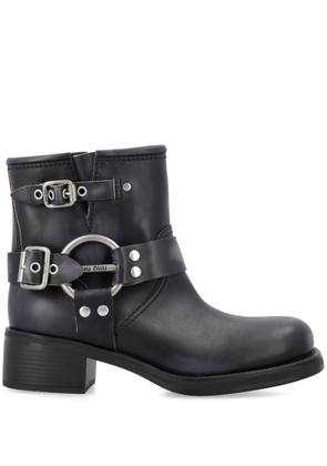 Miu Miu buckled leather ankle boots - Black