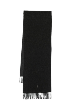 Polo Ralph Lauren logo-embroidered wool scarf - Black