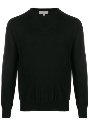 Canali V-neck long-sleeve jumper - Black