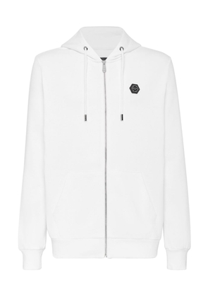 Philipp Plein Plein™ logo zip-up hoodie - White