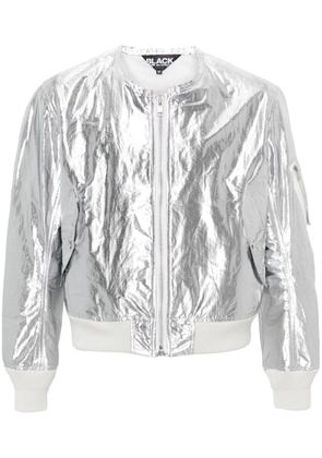 Black Comme Des Garçons metallic-finish bomber jacket - Silver
