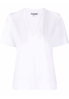 GANNI logo-print T-shirt - White