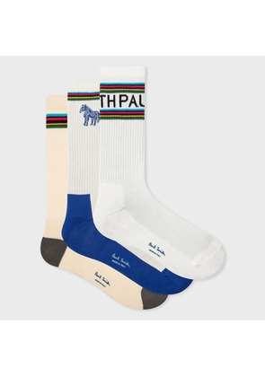 PS Paul Smith White 'Sports Stripe' Socks Three Pack