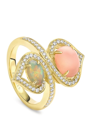 Boodles Yellow Gold, Opal And Diamond Woodland Ring