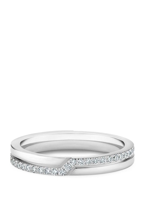 De Beers Jewellers Platinum And Diamond Half Pavé Promise Ring