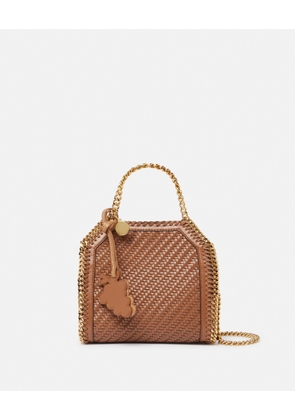 Stella McCartney - Falabella Woven Tiny Tote Bag, Woman, Tan brown