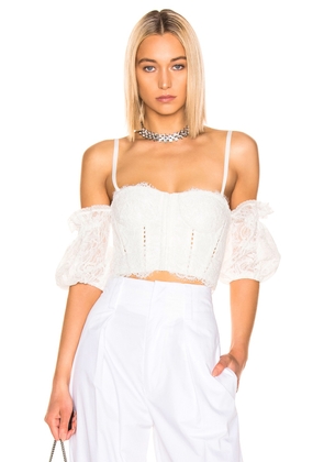 SIMKHAI Multimedia Corded Lace Bustier Top in White - White. Size 0 (also in ).
