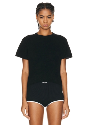 The Elder Statesman Knit Short Sleeve Top in Black - Black. Size L (also in M, S, XS).