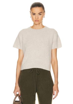 The Elder Statesman Knit Short Sleeve Top in White - White. Size L (also in M, S, XS).