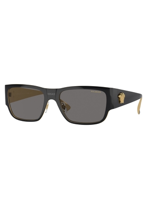 Versace Polarized Dark Grey Rectangular Mens Sunglasses VE2262 143381 56