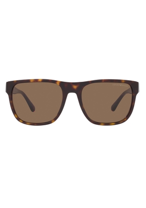 Emporio Armani Dark Brown Square Mens Sunglasses EA4163 587973 56