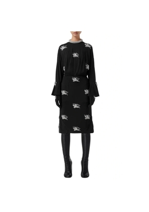 Burberry Equestrian Knight Crystal Embellished Long Sleeve Dress, Brand Size 08 (US Size 6)