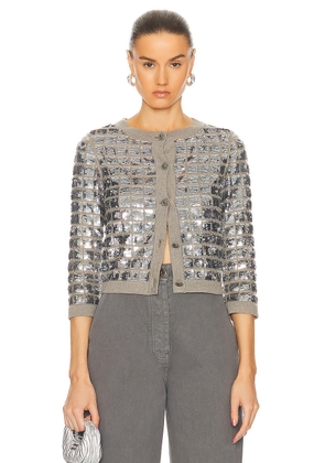 chanel Chanel Cashmere Sequin Cardigan in Silver - Metallic Silver. Size 34 (also in ).